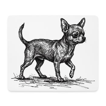 Chihuahua Sketch – Minimalistisches Hund Design - Mousepad (Querformat) - Weiß - Vorne