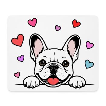 Französische_Bulldogge_Pfoten_mit_Herz_weiss - Tapis de souris (format paysage) - blanc - Devant