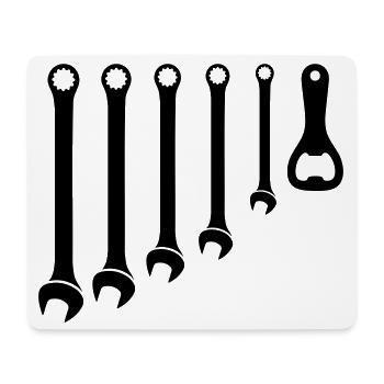 Werkzeug Set & Flaschenöffner Handwerker - Mousepad (Querformat) - Weiß - Vorne