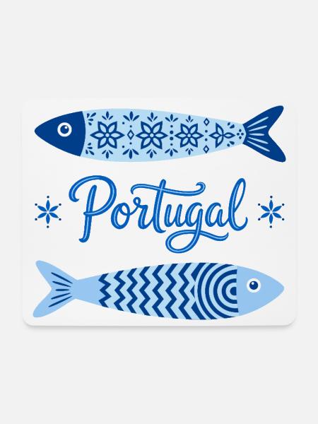 Portugal Blaue Fische - Mousepad (Querformat) - Weiß