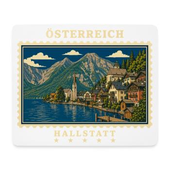 Österreich Hallstatt Vintage Reisemarke - Mousepad (Querformat) - Weiß - Vorne
