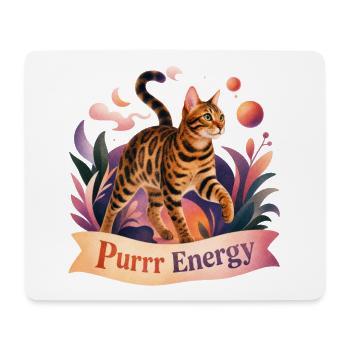 Mystical Folk Art Bengal Cat - Mouse Pad (horizontal) - white - Front