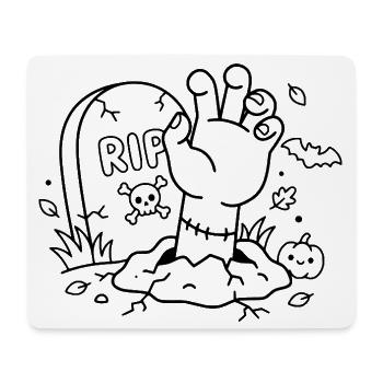 Zombie-Hand-Umrisse, Aus dem Grab von Halloween erwähnend - Mousepad (Querformat) - Weiß - Vorne