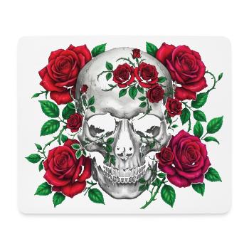 Totenkopf mit Rosen - Mousepad (Querformat) - Weiß - Vorne