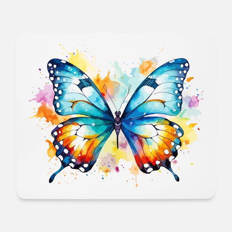 Schmetterling Bunt Farbenfroh Schön Kunst Natur - Mousepad (Querformat) - Weiß
