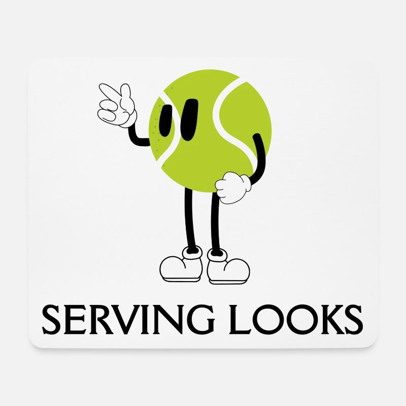 Serving Looks — Tennis-Stil Cartoon - Mousepad (Querformat) - Weiß