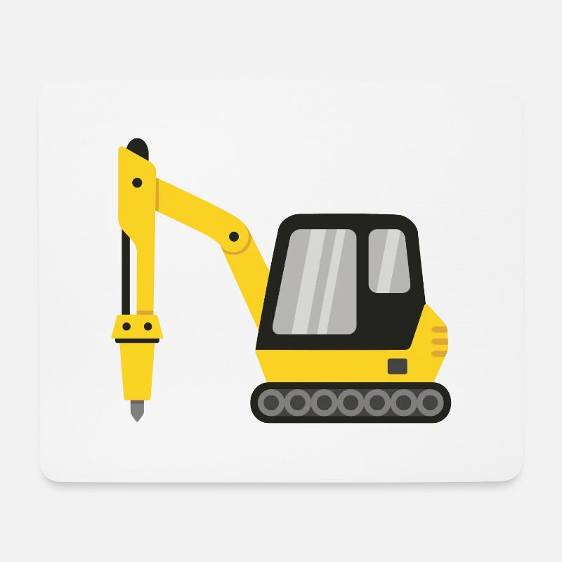 Excavatrice de véhicule de construction avec pièce de disjoncteur - Tapis de souris (format paysage) - blanc