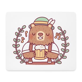 Cute Bear In Lederhosen Outfit With Beer Stein - Mouse Pad (horizontal) - white - Front
