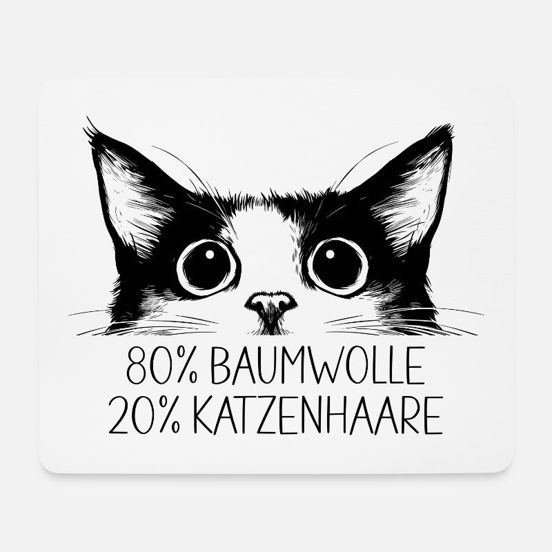 Katze 80% Baumwolle 20% Katzenhaare Lustig Spruch - Mousepad (Querformat) - Weiß