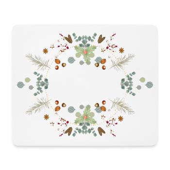 Zarter Weihnachtsrahmen mit Nüssen und Wintergrün - Mousepad (Querformat) - Weiß - Vorne