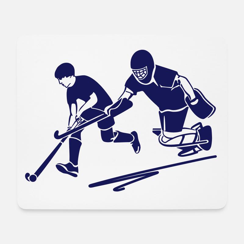 Hockeyspieler und Torwart - Mousepad (Querformat) - Weiß