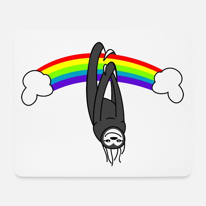 Faultier mit Regenbogen - Mousepad (Querformat) - Weiß