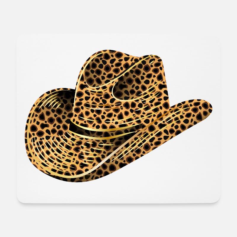 Cowboyhut,Westernhut im Leoparden Muster - Mousepad (Querformat) - Weiß