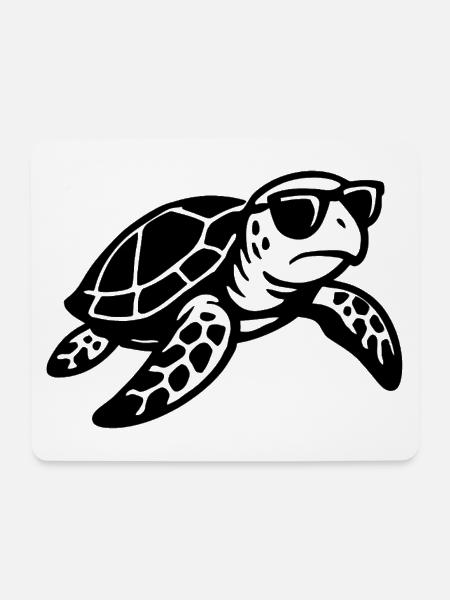 Detaillierte Schildkröte Sonnenbrille Illustration - Mousepad (Querformat) - Weiß