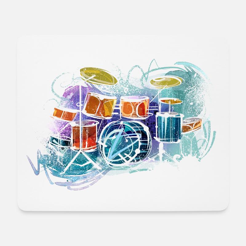 Drums Collage - Mousepad (Querformat) - Weiß