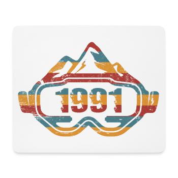Ski Skibrille Skifahrer Skifahren 1991 Geburtstag - Mousepad (Querformat) - Weiß - Vorne
