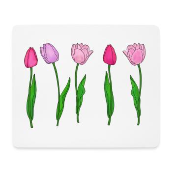 Tulipes roses, printemps - Tapis de souris (format paysage) - blanc - Devant