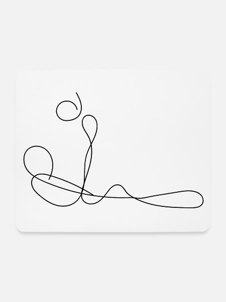 Fußballer Fine-Line-Art - Mousepad (Querformat) - Weiß