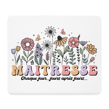 Maîtresse d'école motif floral fleur cadeau groovy - Tapis de souris (format paysage) - blanc - Devant