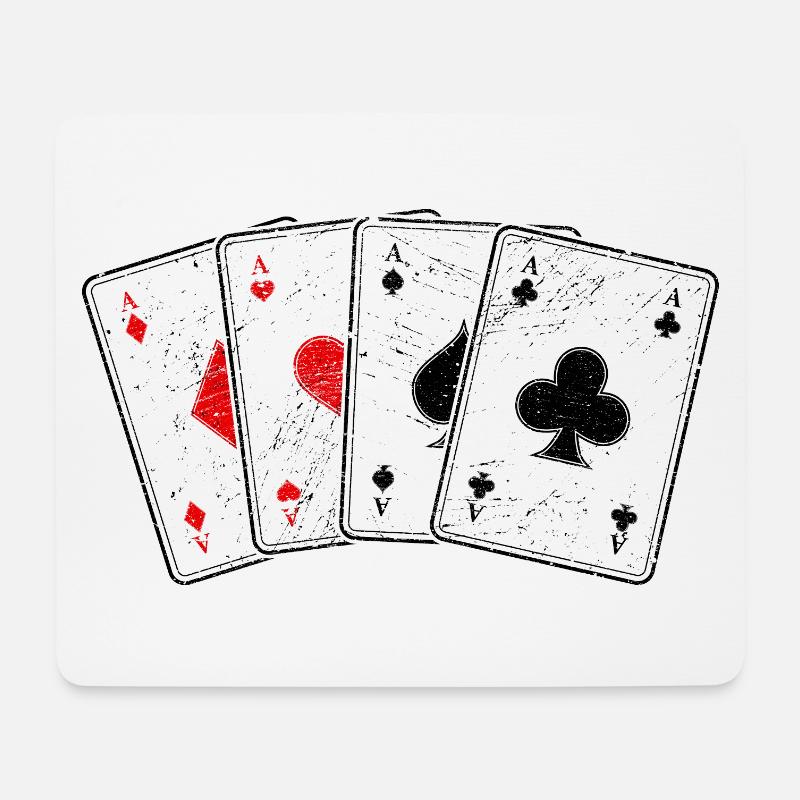 Karo- Herz- Pik- Kreuz-As Kartenspiel Poker Profi - Mousepad (Querformat) - Weiß