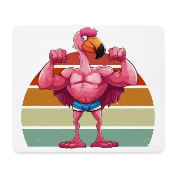 Flamingo Muskeln Fitness Bodybuilding Kraftsport - Mousepad (Querformat) - Weiß - Vorne