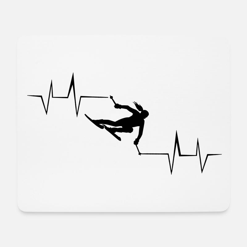 Skifahrerin Skiurlaub Puls - Skifahren Freqenz - Mousepad (Querformat) - Weiß