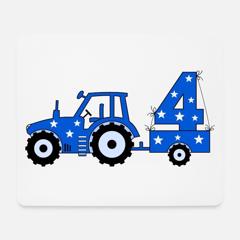 4. Geburtstag Traktor - Mousepad (Querformat) - Weiß