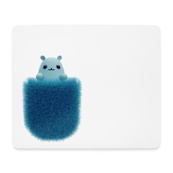 Flauschige Brusttasche mit Spielzeugtier - Mousepad (Querformat) - Weiß - Vorne