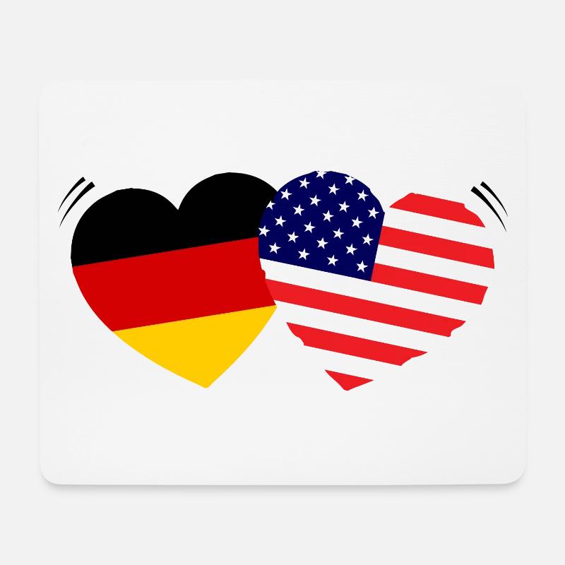 USA und Deutschland - Mousepad (Querformat) - Weiß