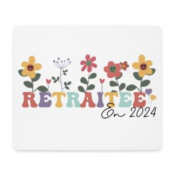 Retraitée 2024 motif floral cadeau retraite groovy - Tapis de souris (format paysage) - blanc - Devant