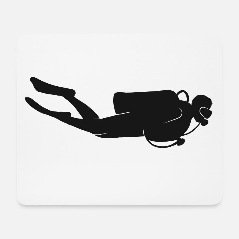 Diver Taucher Tauchen Silhouette - Mousepad (Querformat) - Weiß