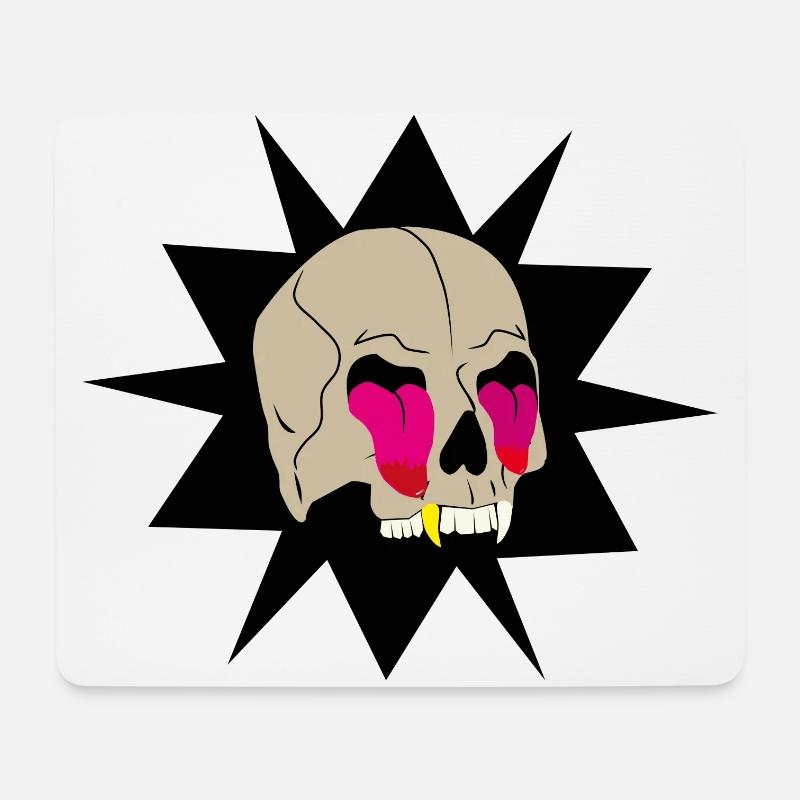 Schädel, der Zungen zieht - Mousepad (Querformat) - Weiß