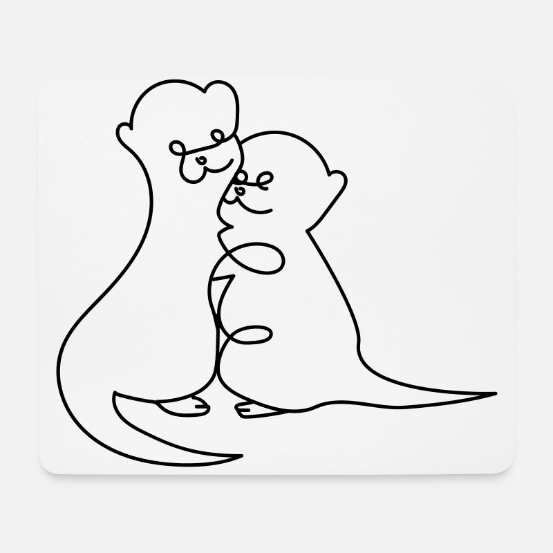 Otter One Line Drawing - Mousepad (Querformat) - Weiß