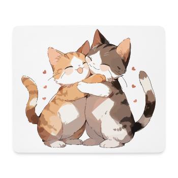 Chats, Amour, Câlin, Câlin, Coeur, Mignon, Mignon - Tapis de souris (format paysage) - blanc - Devant