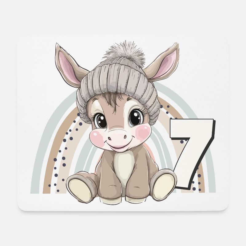 7. Geburtstag Esel Regenbogen Süß Niedlich - Mousepad (Querformat) - Weiß