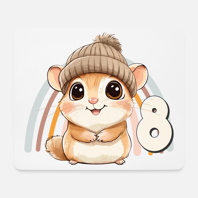 8. Geburtstag Hamster Regenbogen Süß Niedlich - Mousepad (Querformat) - Weiß
