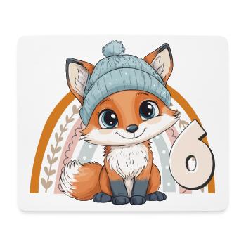 6. Geburtstag Fuchs Regenbogen Süß Niedlich - Mousepad (Querformat) - Weiß - Vorne