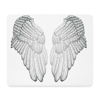 Herzförmige silberne Schutzengel-Flügel - Mousepad (Querformat) - Weiß - Vorne