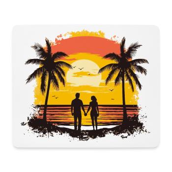 Été Plage Mer Palmiers Vacances Vintage Rétro - Tapis de souris (format paysage) - blanc - Devant