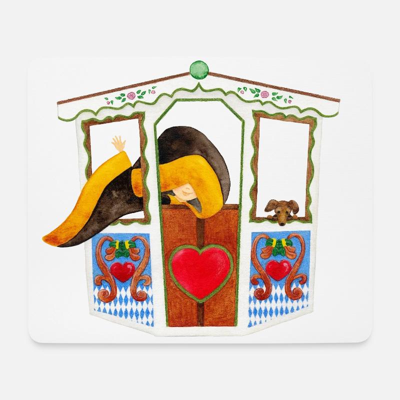 Münchner Kindl und Dackel im Riesenrad - Mousepad (Querformat) - Weiß