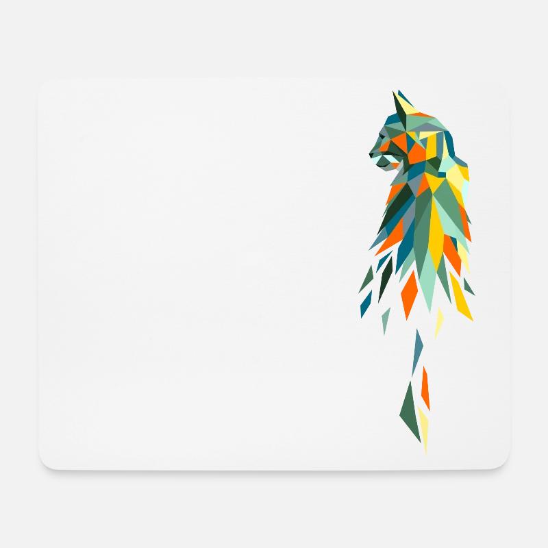 katze bunt retro polygon - Mousepad (Querformat) - Weiß