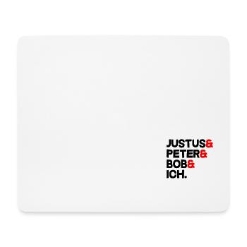 Justus & Peter & Bob & Ich - Mousepad (Querformat) - Weiß - Vorne