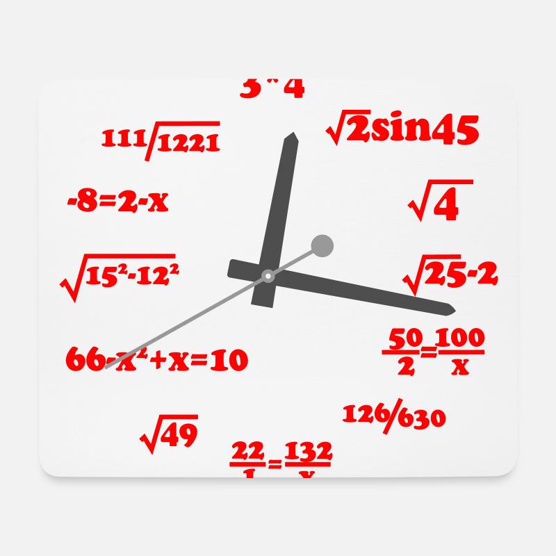 Farben änderbar | Mathe Uhr - Mousepad (Querformat) - Weiß