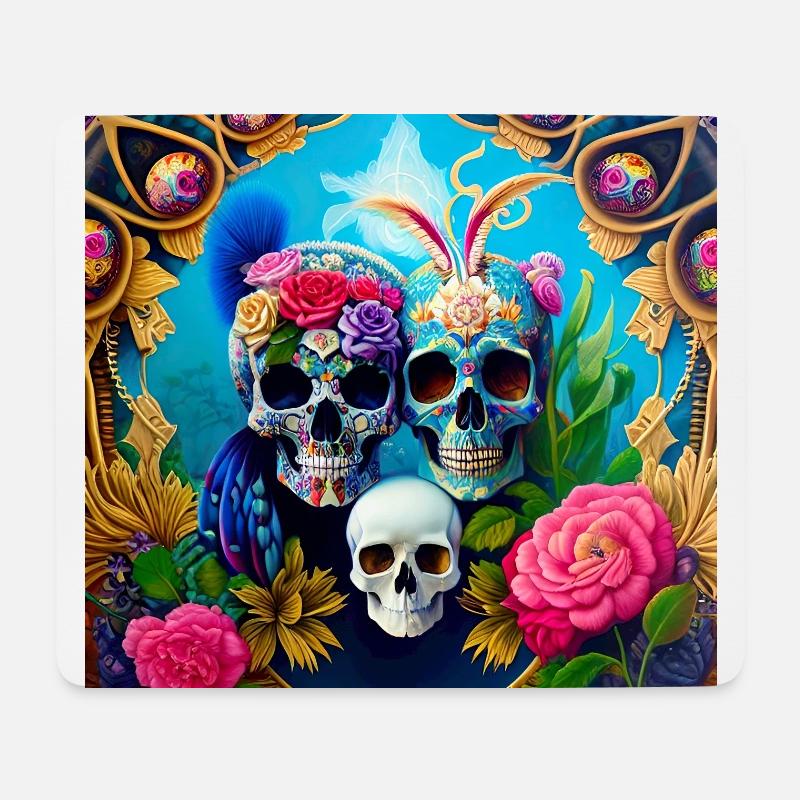 Skull and Flowers Familie Business - Mousepad (Querformat) - Weiß