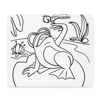 Der Frosch und die Libelle: Ein Ausmalbild - Mousepad (Querformat) - Weiß - Vorne