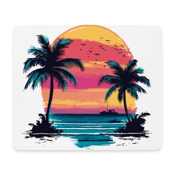 Summer Beach Sea Palm Trees Vacation Summer Time - Mouse Pad (horizontal) - white - Front
