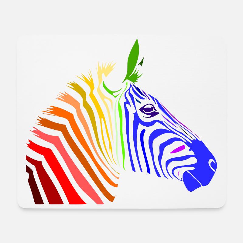 Zebra; Punk Zebra; Rainbow Zebra - Mousepad (Querformat) - Weiß