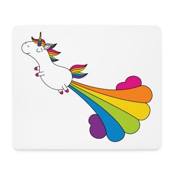 Funny pupping unicorn with rainbow cloud - Mouse Pad (horizontal) - white - Front