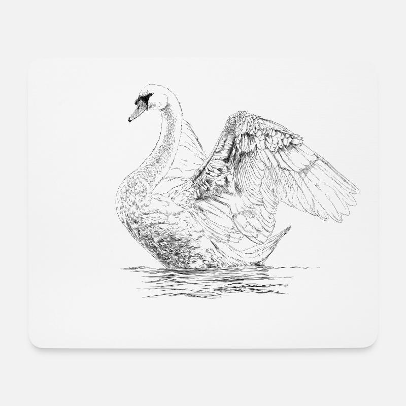 Schwan - Mousepad (Querformat) - Weiß