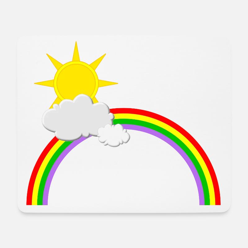 Regenbogen, Sonne, Wolken - Mousepad (Querformat) - Weiß